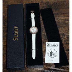 Stauer Grace Timepiece Women's Watch White Band Copper W/ Rhinestone Face NEW